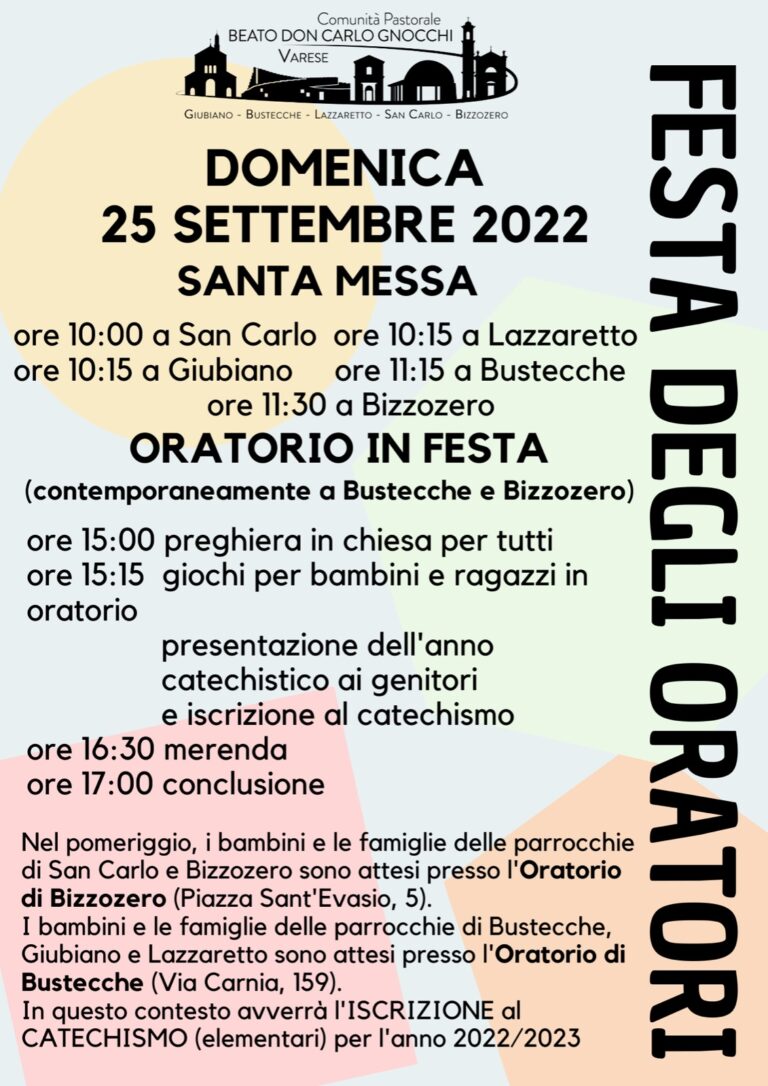 Festa Di Apertura Degli Oratori 2022 Comunità Pastorale Beato Don Carlo Gnocchi 